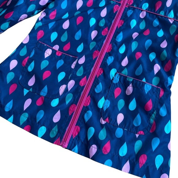 Cherokee Raindrops Windbreaker Jacked Hooded Full Zip Lightweight Girls 7/8 M - Picture 2 of 6